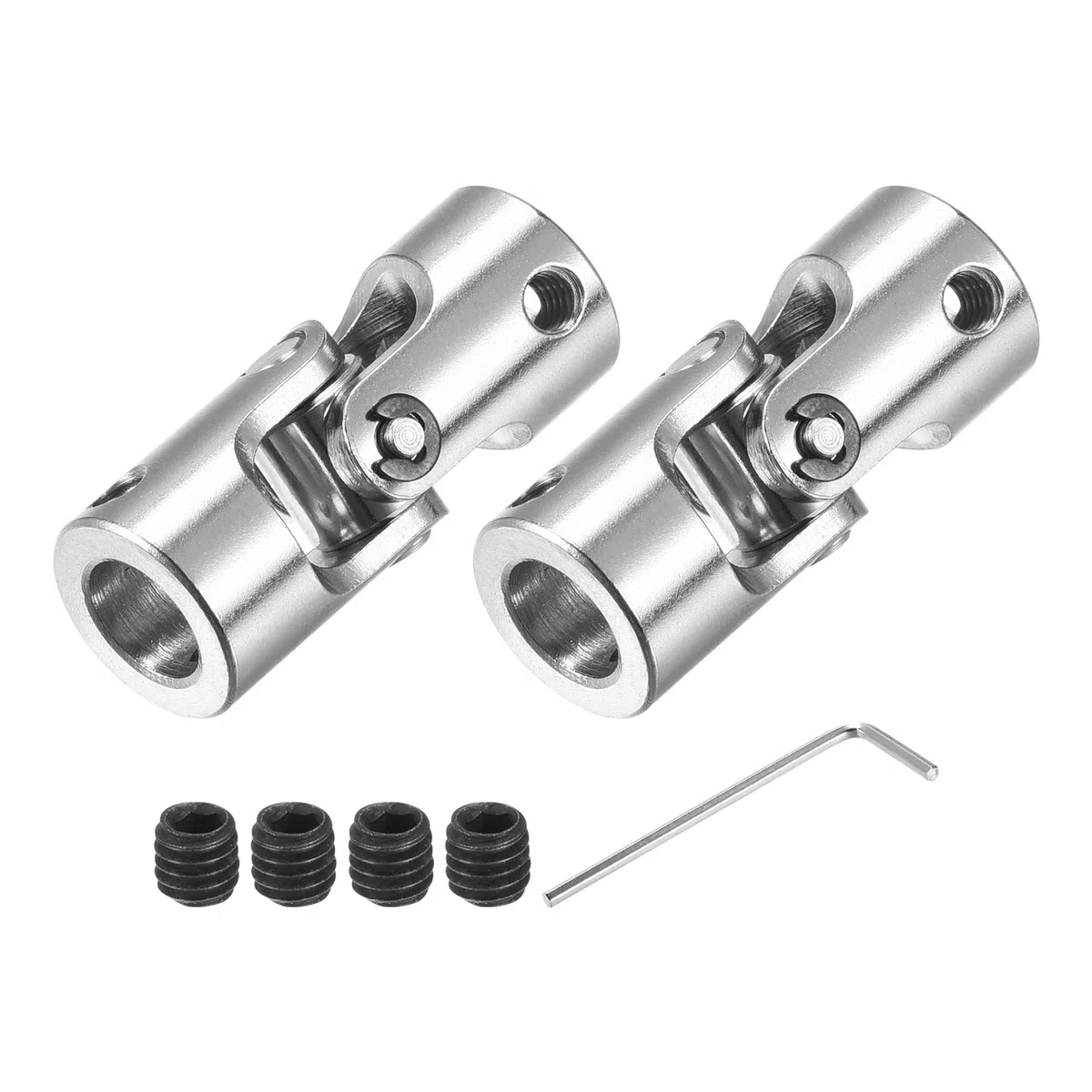sourcing map 6mm A 8mm Interior Diámetro Giratorio Universal Junta Eje Acoplamiento L35 X D14 con Tornillos y Llave para RC Modelo Paquete de 2