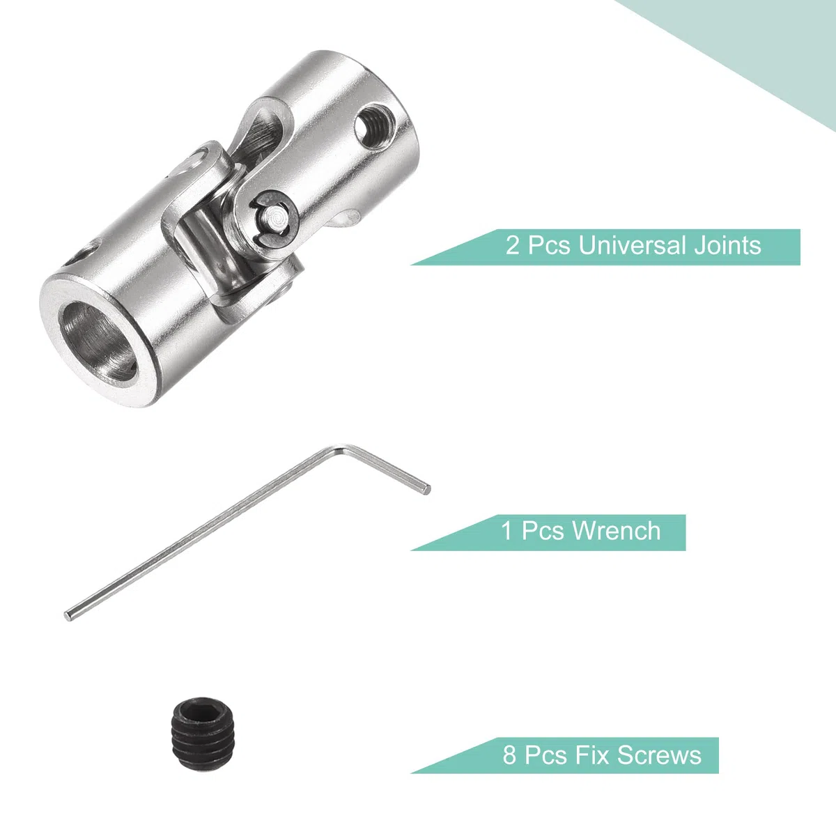 sourcing map 6mm A 8mm Interior Diámetro Giratorio Universal Junta Eje Acoplamiento L35 X D14 con Tornillos y Llave para RC Modelo Paquete de 2