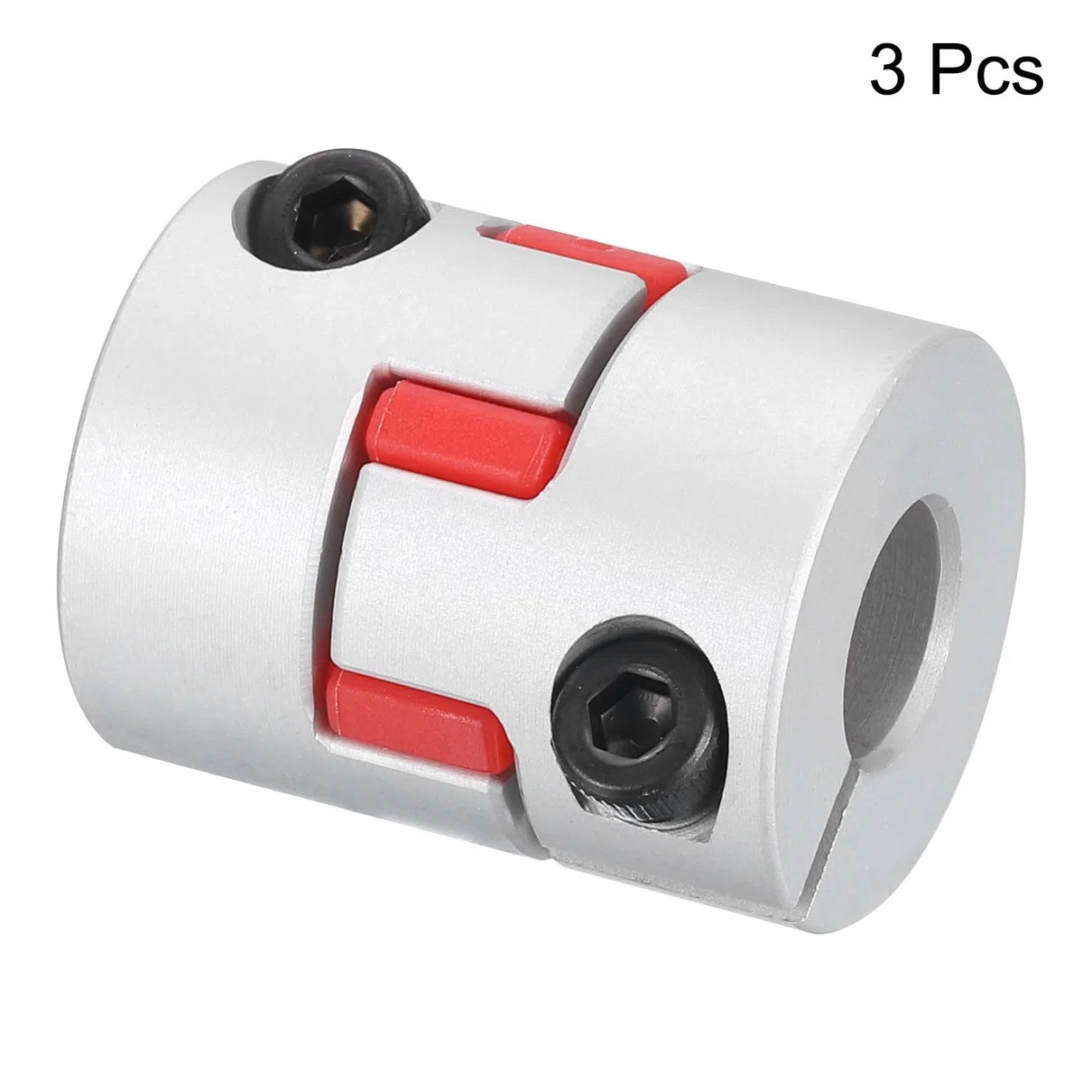 QUARKZMAN 3pcs D20 L25 6mm a 8mm Flexible Ciruela Eje Acoplamiento Aluminio Motor Conector Flexible Araña Acoplador para 3D Impresora CNC Máquina (Plateado Tono/Rojo)