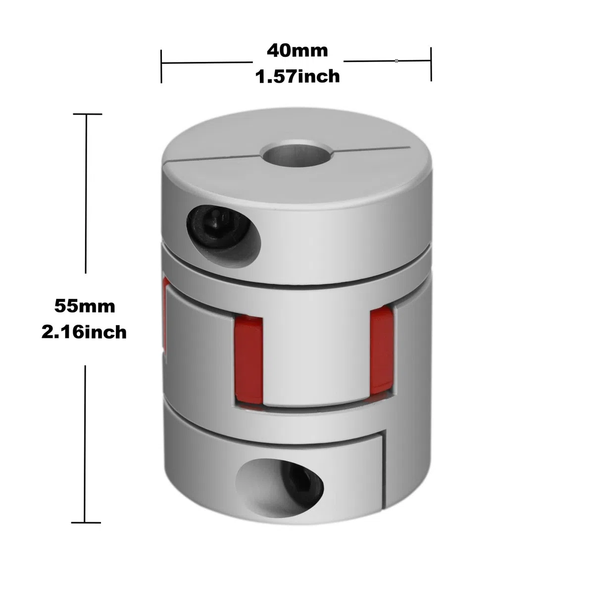 Acoplamiento flexible de aluminio D40xL55, acoplador de araña de 10 mm a 12 mm, forma de ciruela para motores servo paso a paso, máquina CNC, piezas de impresora 3D