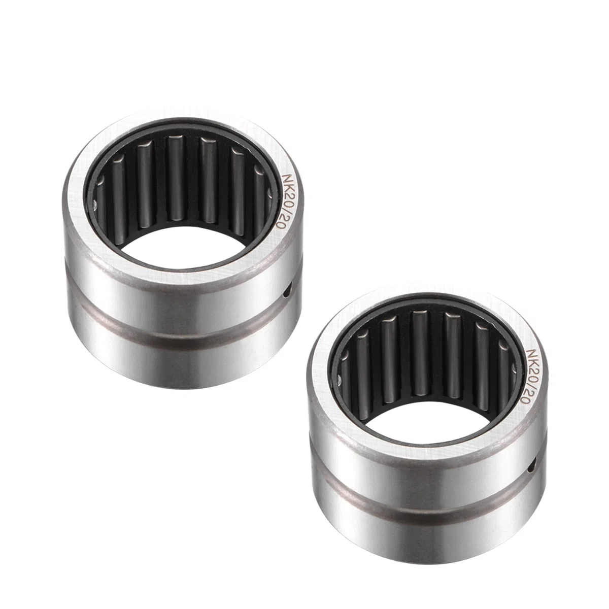 2Pcs Rodamientos de Agujas Nk20/20 - [20mm de Diámetro de Orificio x 28mm de Diámetro Exterior x 20mm de Ancho] Extremo Abierto para Equipos Agrícolas Acero Cromado