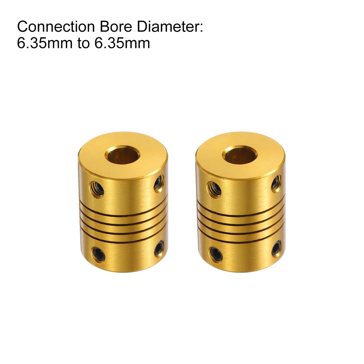 QUARKZMAN 5 Unidades de Acoplamiento Flexible de Aleación de Aluminio de 6.35mm a 6.35mm L24.5xD19.5 para Codificadores y Motores, Dorado