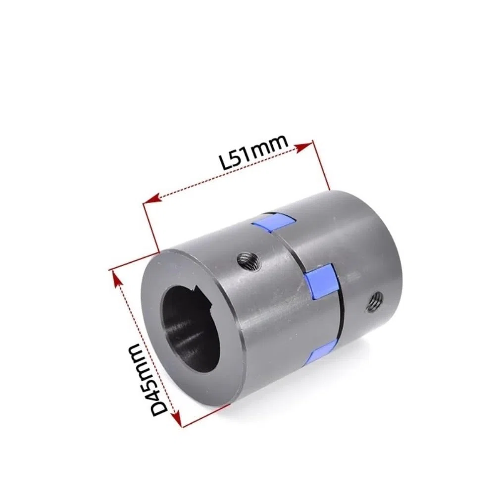 1 pieza de acoplamiento de 3 mordazas D45 L51, diámetro mínimo de 10 mm, diámetro máximo de 25 mm, acoplador de eje de servomotor(14mm x 25mm)