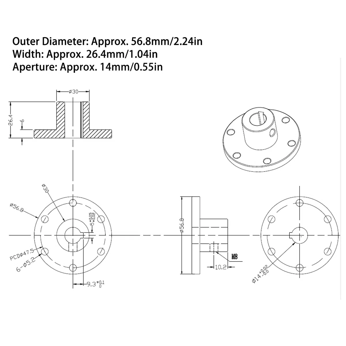 SUNGOOYUE Acoplamiento de Brida RC, Conector de Acoplamiento de Eje de Brida de Aleación de Aluminio de Alta Dureza Universal de 14 Mm para Accesorios RC