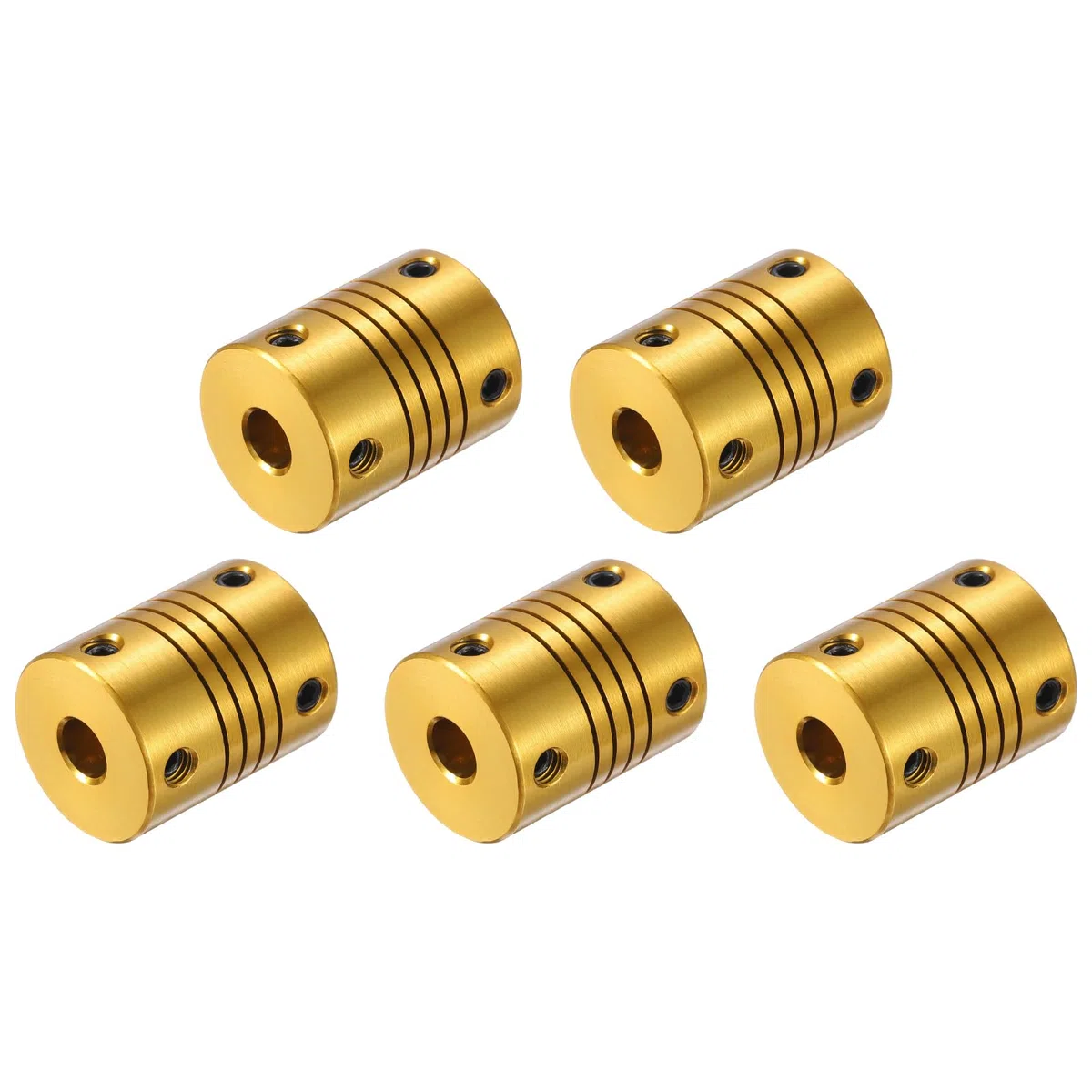 QUARKZMAN 5 Unidades de Acoplamiento Flexible de Aleación de Aluminio de 6.35mm a 6.35mm L24.5xD19.5 para Codificadores y Motores, Dorado