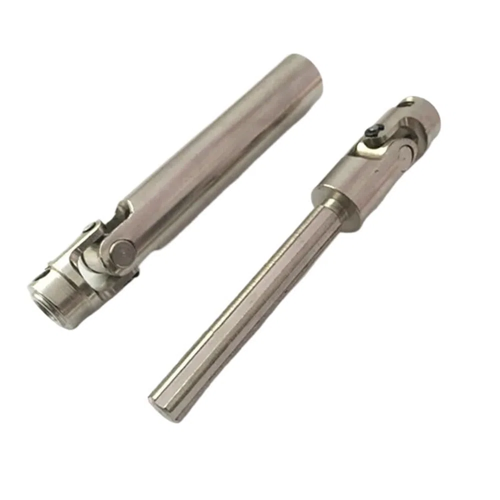 Acoplamiento de transmisión estriada con junta universal compatible con ejes telescópicos. Diámetro exterior: 12 mm. Longitud: 81 a 103 mm. Tamaños: 4 mm, 5 mm, 6 mm y 8 mm (L81-103, 5 mm-6 mm).(L81-1