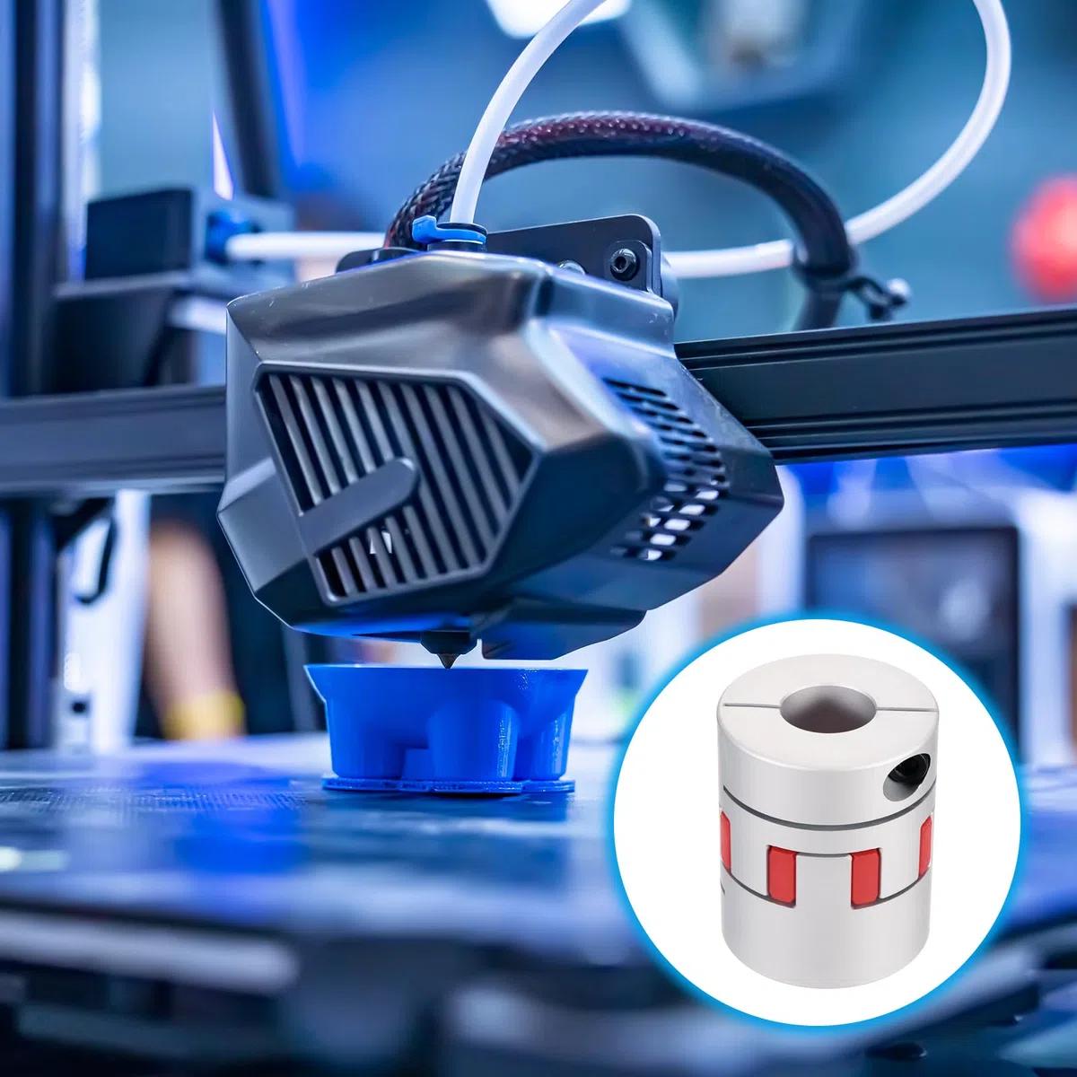 QUARKZMAN Acoplamiento de eje de aluminio de 20 mm a 28 mm, acoplamiento flexible de araña L66mm x D55mm, acoplador de eje de araña para impresoras 3D, codificador DIY, máquina fresadora CNC