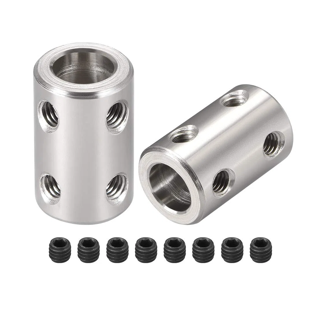 sourcing map Acoplamiento Rígido de Eje de 8mm a 8mm, Acoplador 22mm Longitud 14mm Diámetro con Tornillos, Motor de Junta de Aleación de Aluminio para Impresora 3D, Máquina CNC, 2 Pcs