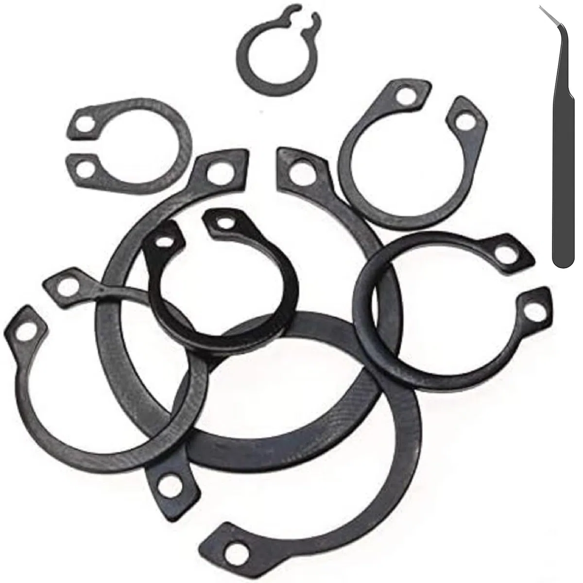 Anillos de Seguridad, C-Clip Surtido, C-Clip Anillo Seguridad, 160PCS Anillo Retención Forma C Anillo de Retención Extern C Elásticos Bloqueo Con Caja de Almacenamiento para Rodamientos Poleas Ejes