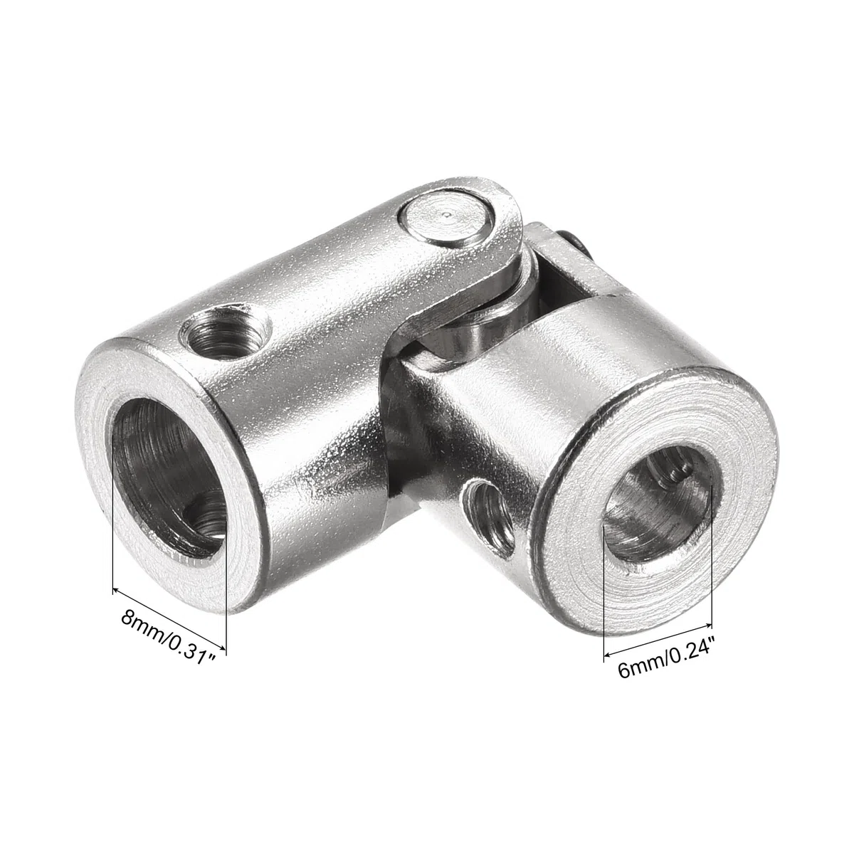 sourcing map 6mm A 8mm Interior Diámetro Giratorio Universal Junta Eje Acoplamiento L35 X D14 con Tornillos y Llave para RC Modelo Paquete de 2