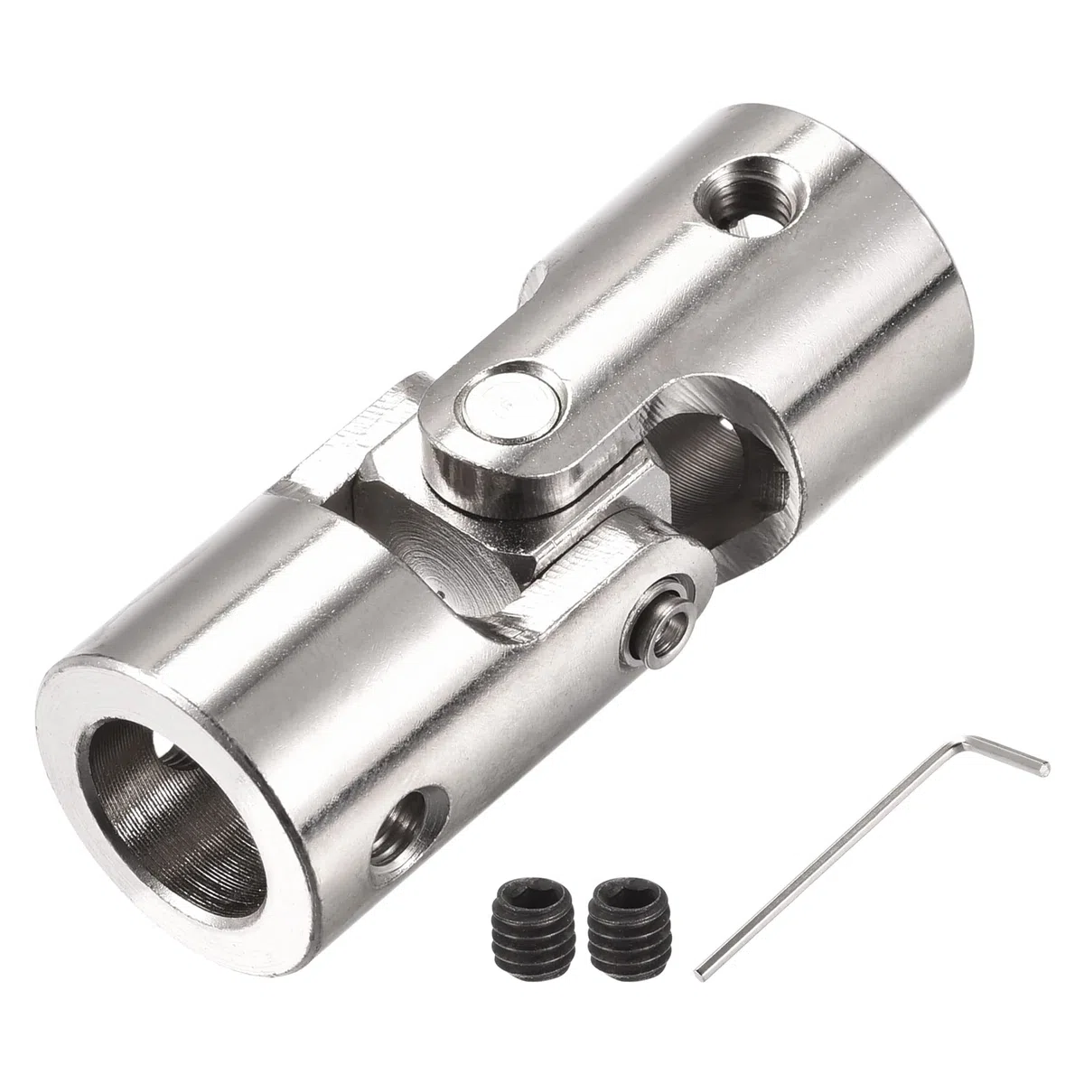 sourcing map 12mm A 12mm Interior Diámetro Giratorio Universal Junta Eje Acoplamiento L52 X D20 con Tornillos y Llave para RC Modelo