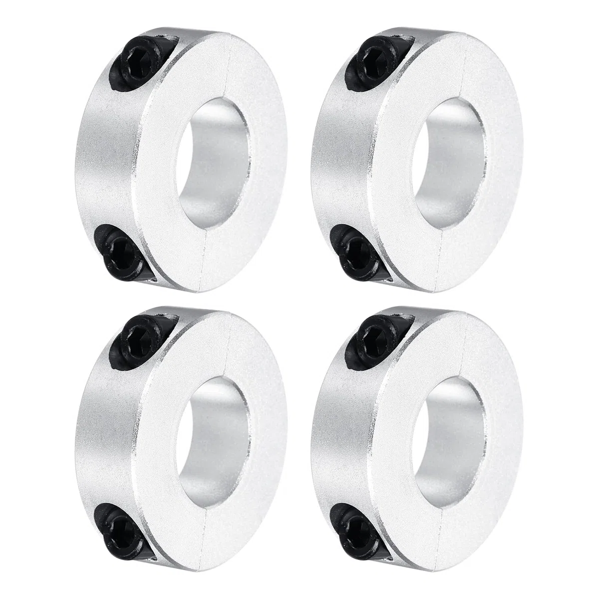 QUARKZMAN Collar de Eje 20mm/0.9 Pulgadas Diámetro de Orificio Doble Dividido Collar de Sujeción de Aluminio con Tornillo de Fijación 4 Piezas