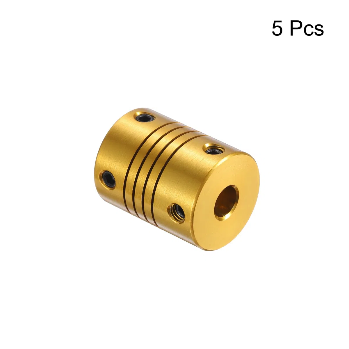 QUARKZMAN 5 Unidades de Acoplamiento Flexible de Aleación de Aluminio de 6.35mm a 6.35mm L24.5xD19.5 para Codificadores y Motores, Dorado