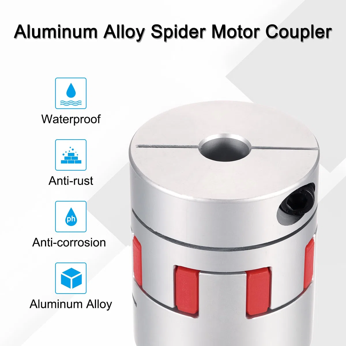 QUARKZMAN Acoplamiento de eje de aluminio de 16 mm a 28 mm Acoplamiento flexible de araña L66mm x D55mm Acoplador de eje de araña Conector conjunto para impresoras 3D
