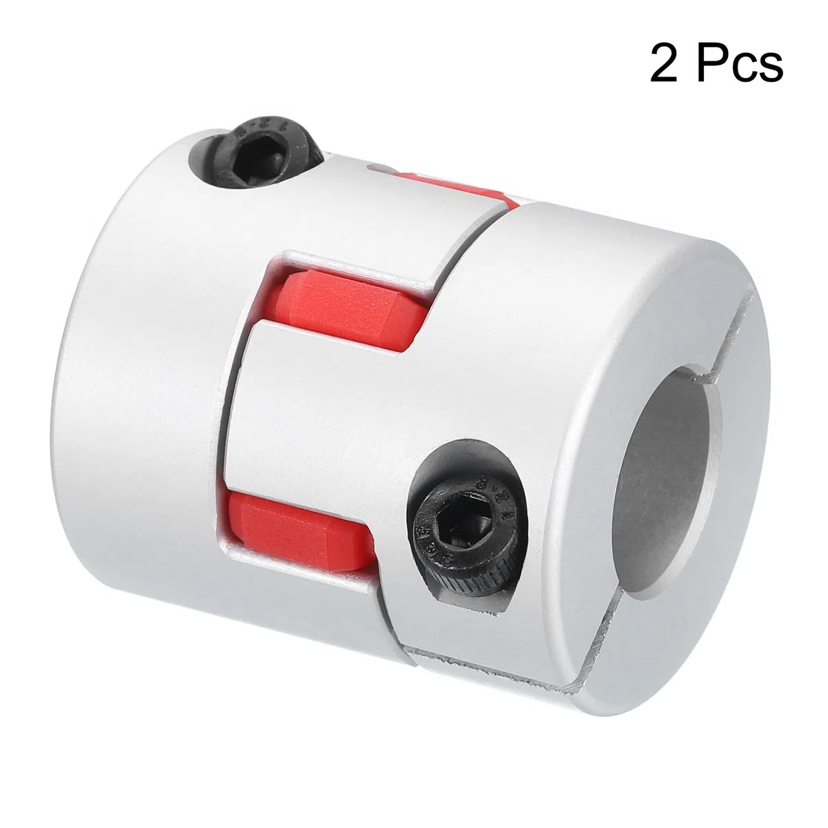 QUARKZMAN 2pcs D30 L35 10mm a 14mm Flexible Ciruela Eje Acoplamiento Aluminio Motor Conector Flexible Araña Acoplador para 3D Impresora CNC Máquina (Plateado Tono/Rojo)