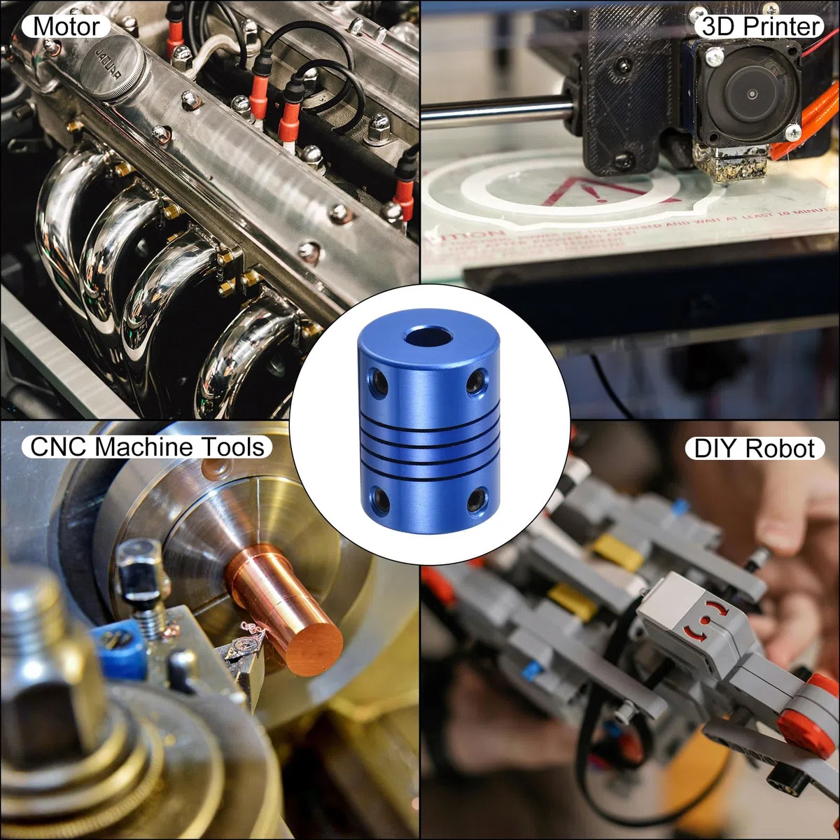 QUARKZMAN 5 Piezas Acoplamiento Flexible de Eje 4mm a 6mm，Acoplamiento Motor L25xD18 de Aleación de Aluminio con Tornillos para Impresoras 3D, Máquina CNC, Azul