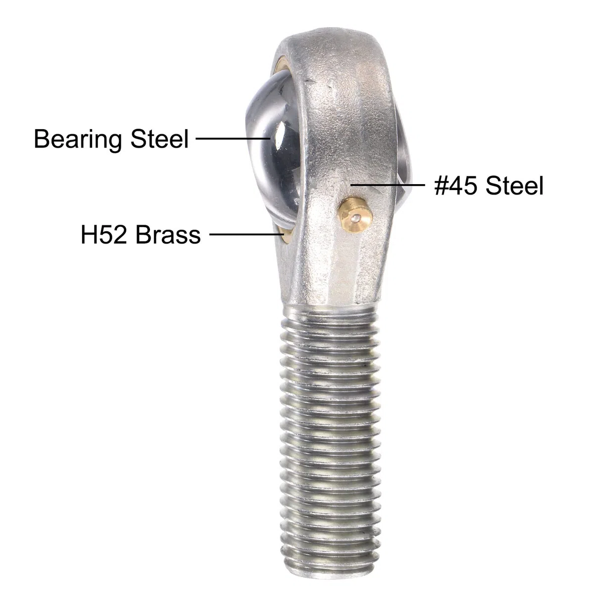 sourcing map POS16 Esférico Barra Extremo Rodamiento 16mm Diámetro Autolubricado Junta Rodamiento M16x2.0 Derecha Mano Macho Rosca Conector