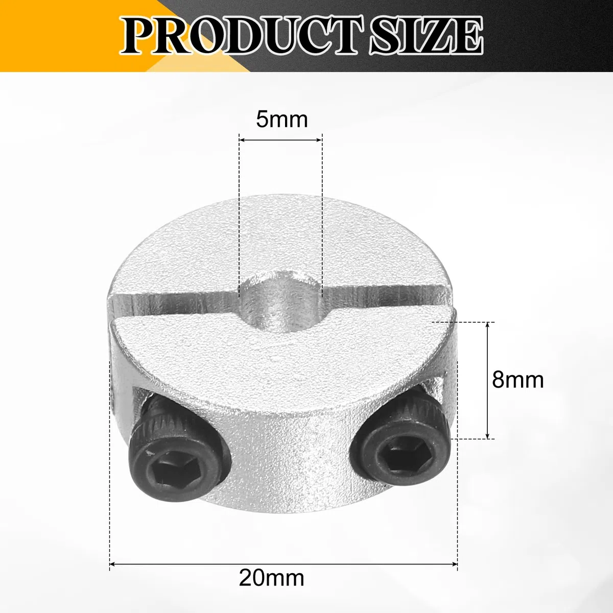 QUARKZMAN 8 Pcs Collar De Eje Doble Dividido, Collar De Sujeción De Dos Piezas Con Orificio De 5 Mm, 20 Mm De Diámetro Exterior Y 8 Mm De Grosor, Collar Dividido Con Tornillo De Fijación