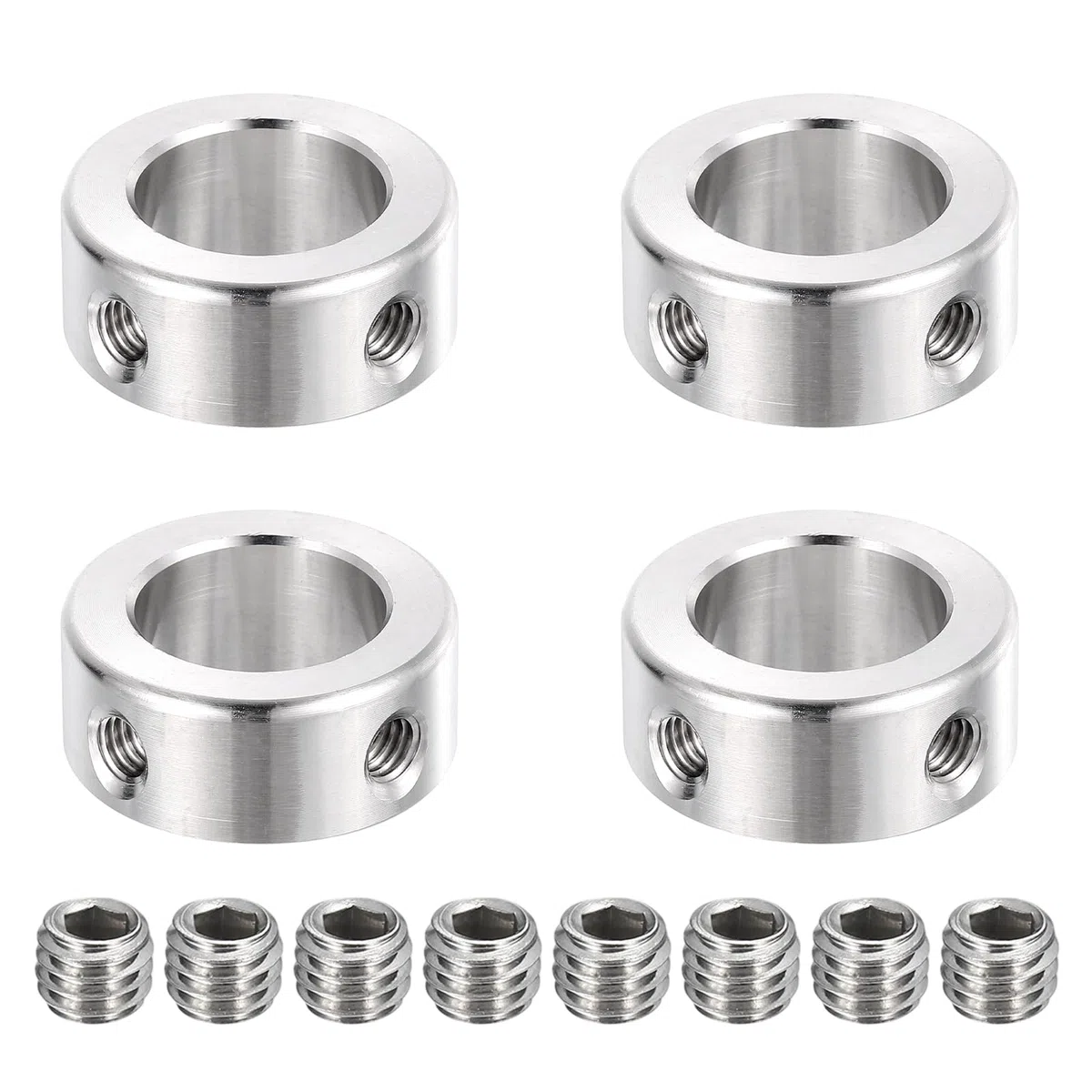 QUARKZMAN 4 Piezas Collarín Eje Acero Inoxidable, 20mm(25/32") DI 32mm(1 1/4") DE 14mm(9/16") Grosor Collarines Bloqueo Eje Doble Agujero Para Ensambles Caja Cambios, Máquinas Herramienta