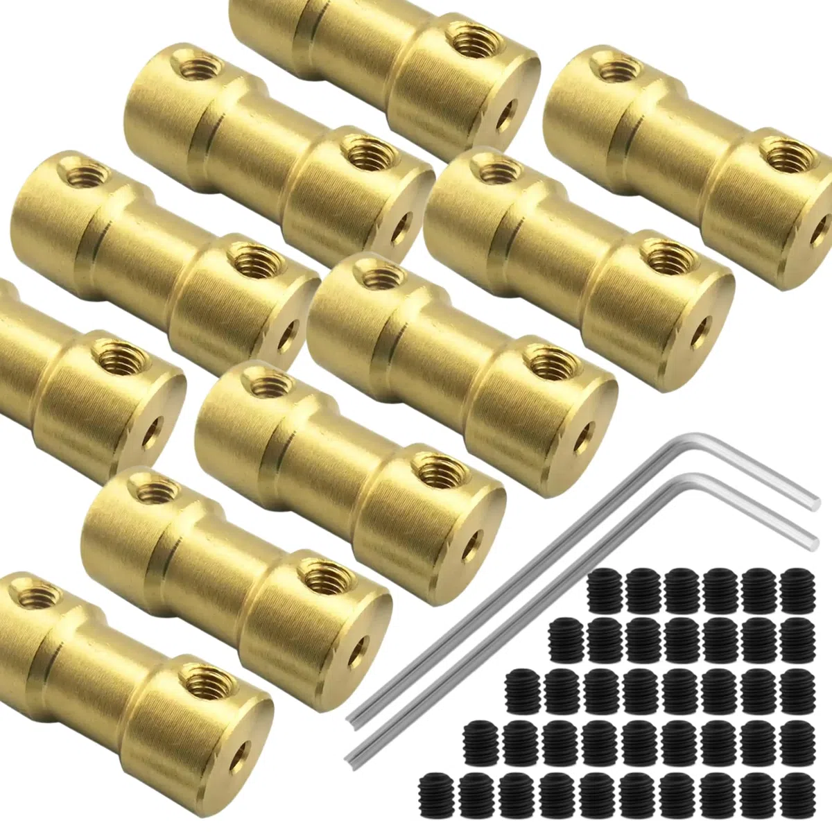 10 Piezas 2mm a 2 De Latón Eje De Acoplamiento, L20 X D9 Tornillo De Acoplamiento Rígido Conector Del Motor Para El Bricolaje, Motor Pequeño, RC Barco Coche Avión
