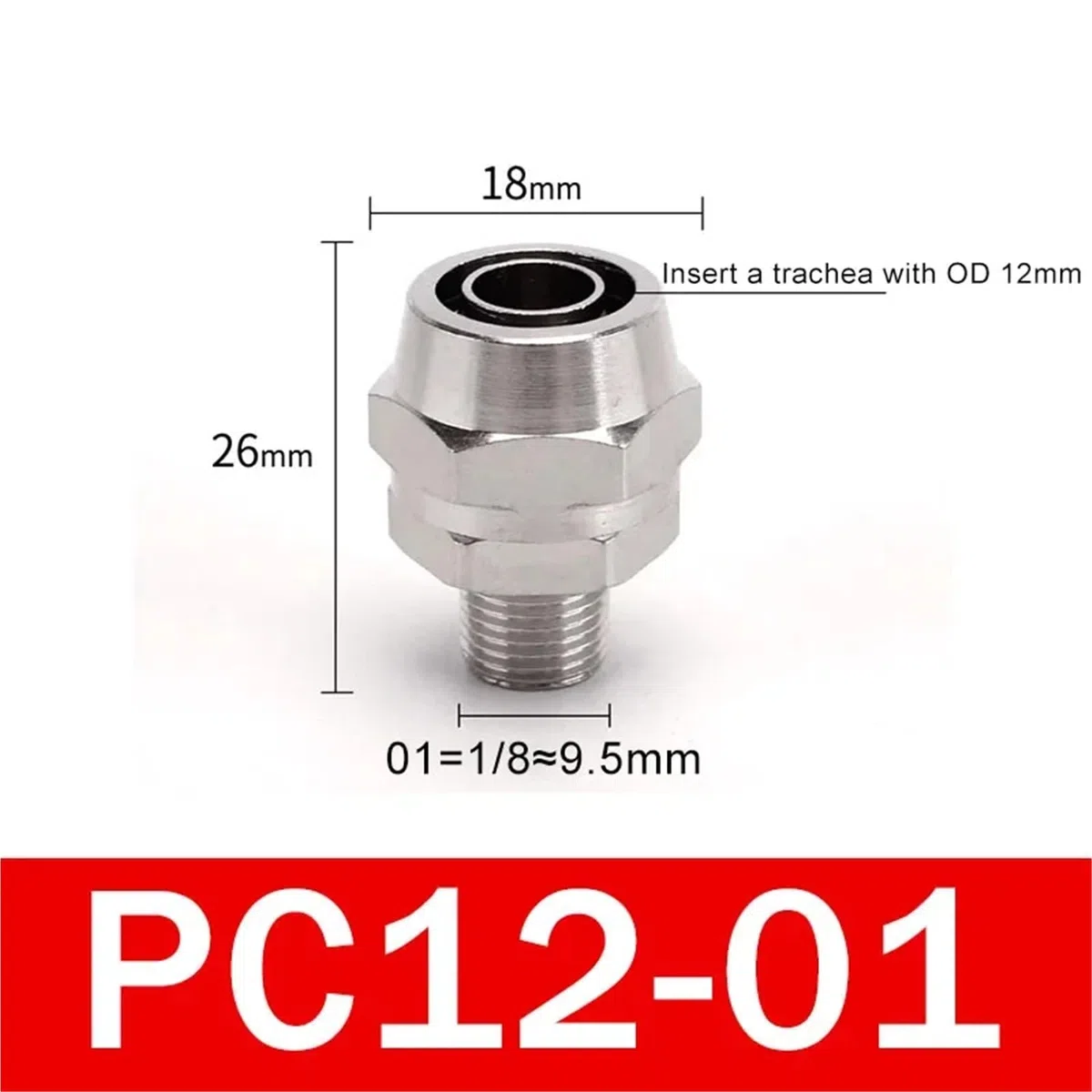 PC4 6 8 10 12 mm Tubo de tubo a 1/8 1/4 3/8 1/2 accesorios de tornillo de tráquea de cobre, 200 unidades (PC12-01)