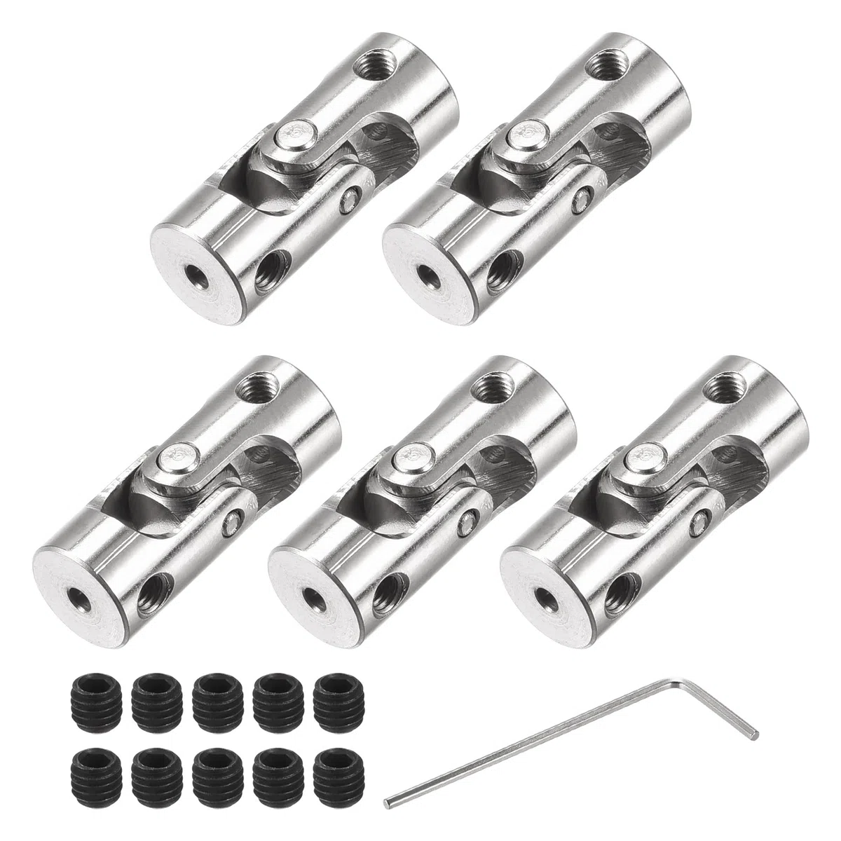 sourcing map Acoplamiento universal giratorio de eje de 2 mm a 3 mm de diámetro interior L23 x D9 con tornillos y llave para modelo RC, paquete de 5